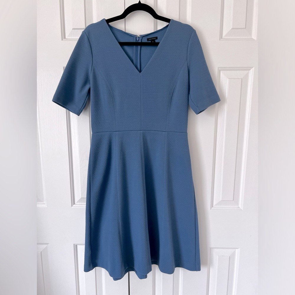 Blue V-Neck A-Line Ann Taylor dress